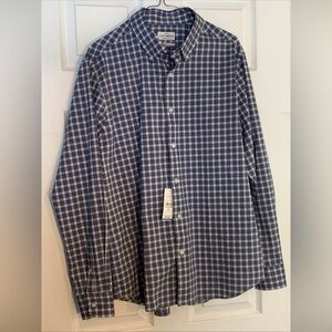 NWT Lucky Brand Shirt Mens L Slim Fit Blue 16-16 1/2 CheckButton Up Long Sleeve